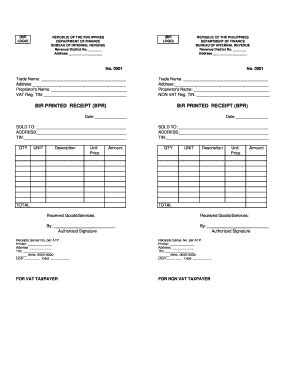 PRINTING BIR RECEIPTS .